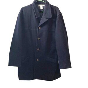 Perry Ellis Mens Wool Blend Coat Size M Navy Blue
